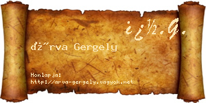 Árva Gergely névjegykártya